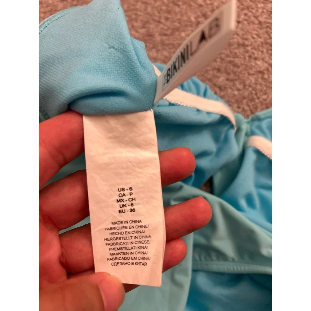 The Bikini Lab One Piece Swimsuit Womens Small Blue Excellent Front Tie Cutout
